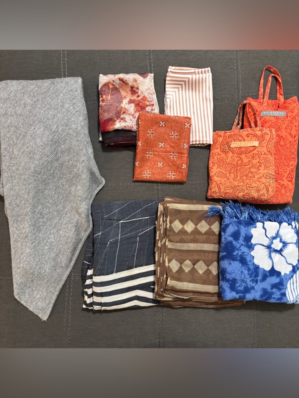 Bundle Lot of 9 Scarfs / Wraps / Sarongs / Bandanas / Poncho